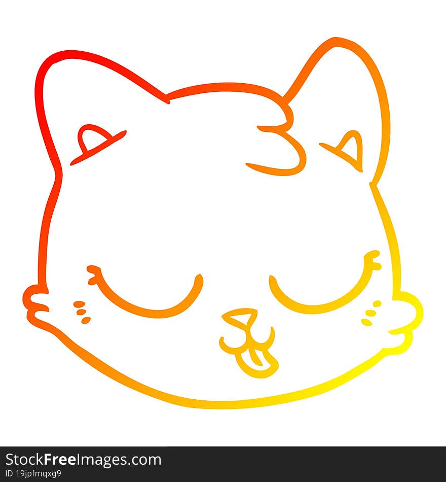 warm gradient line drawing of a cartoon cat face