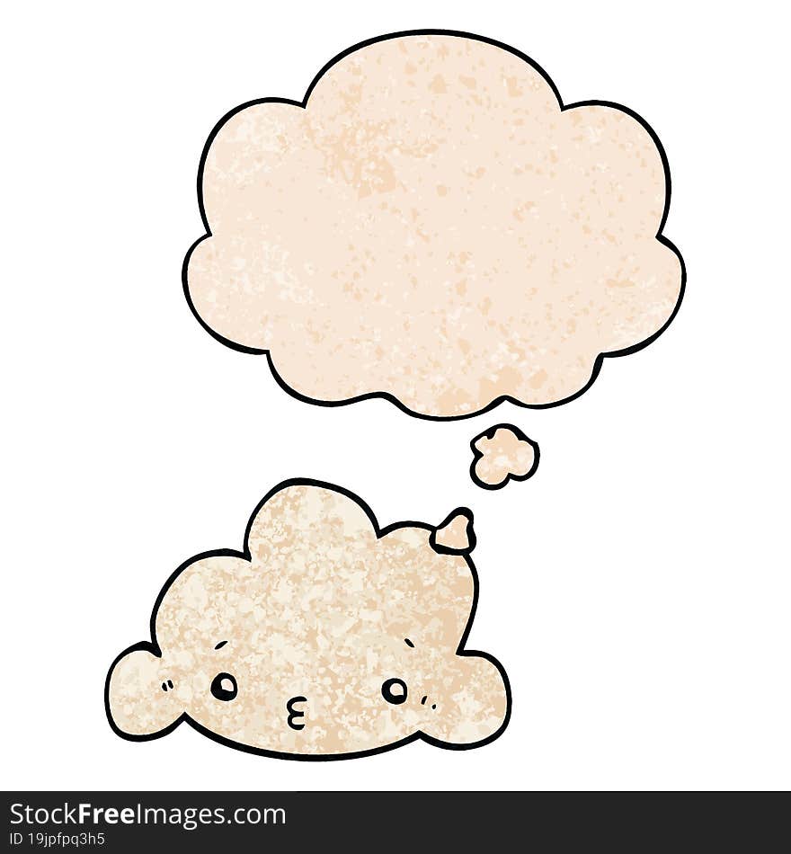 cartoon cloud and thought bubble in grunge texture pattern style