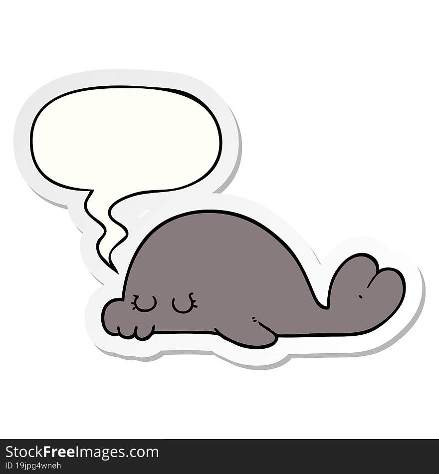 cartoon seal and speech bubble sticker