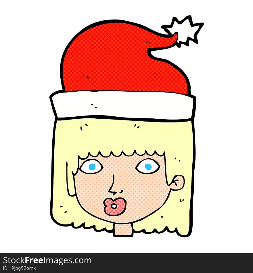 cartoon woman wearing santa hat