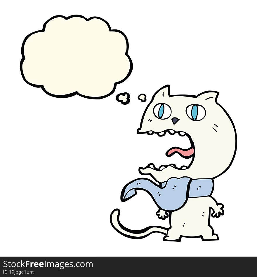 Cartoon Frightened Cat With Thought Bubble