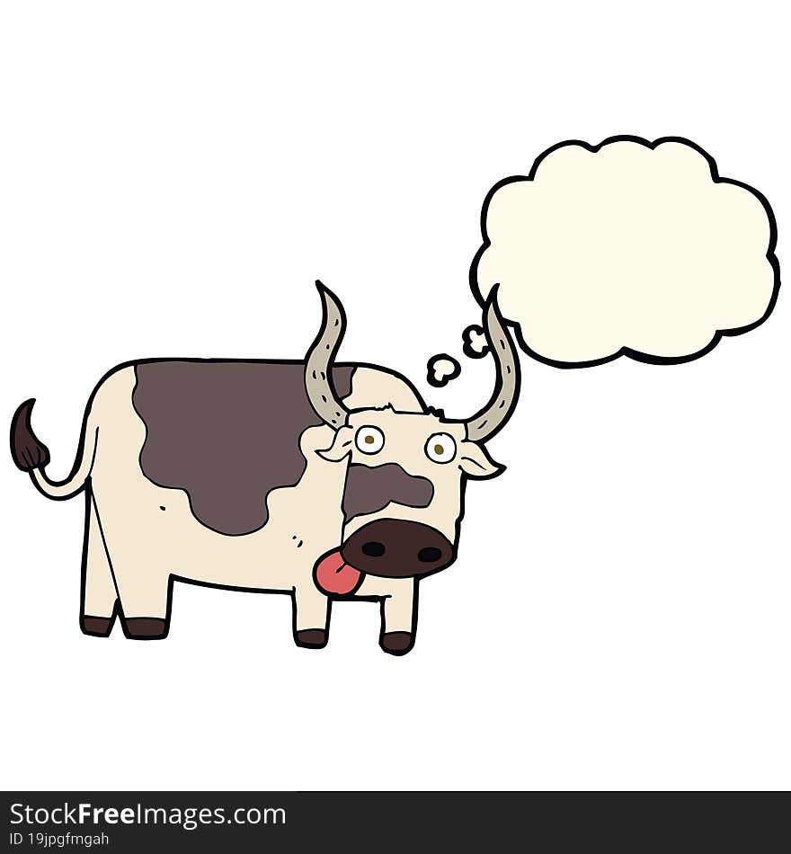 cartoon bull with thought bubble