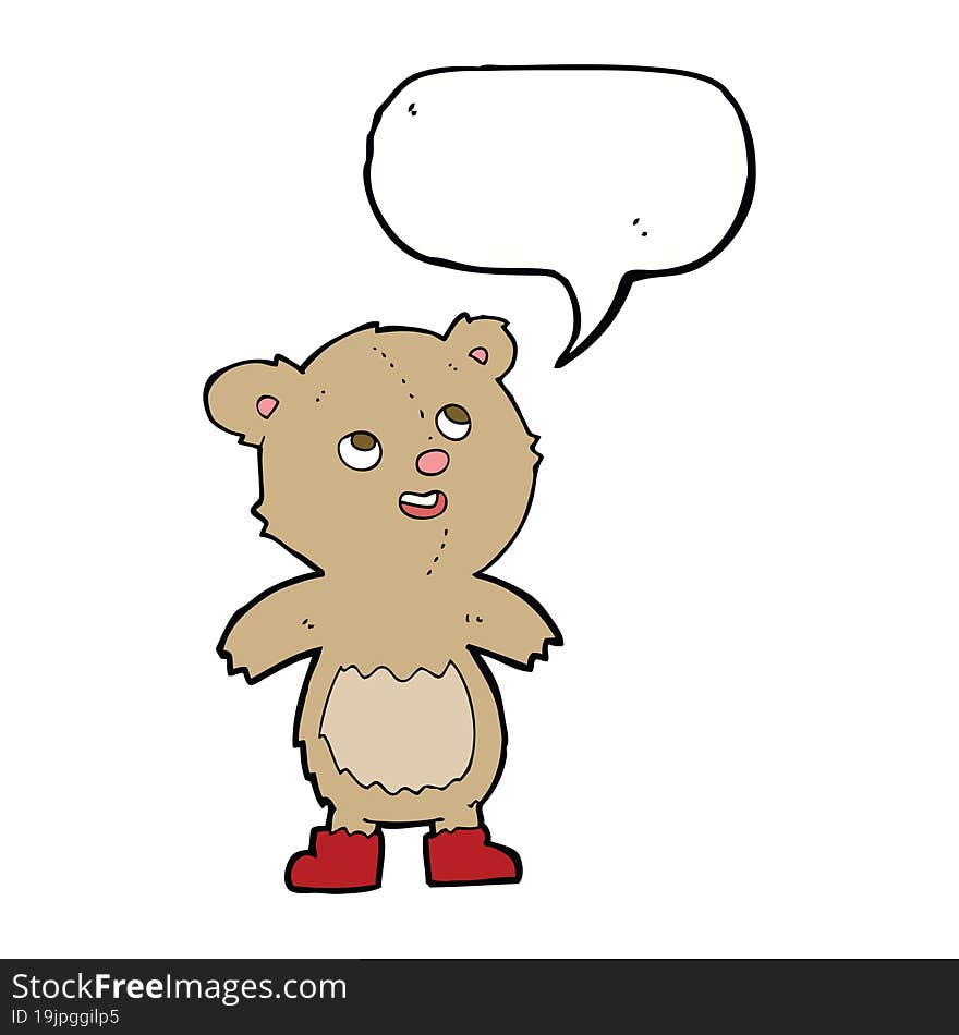 cartoon teddy bear with speech bubble