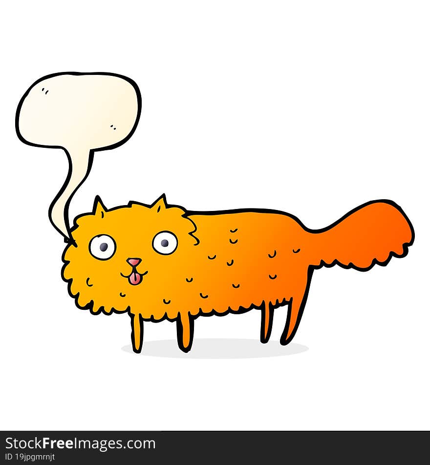 Cartoon Furry Cat With Speech Bubble