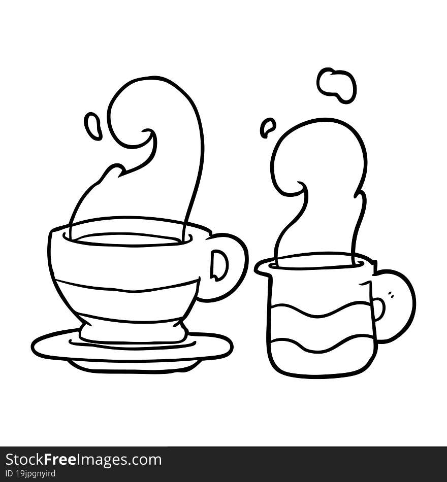 line drawing of a cup of coffee. line drawing of a cup of coffee