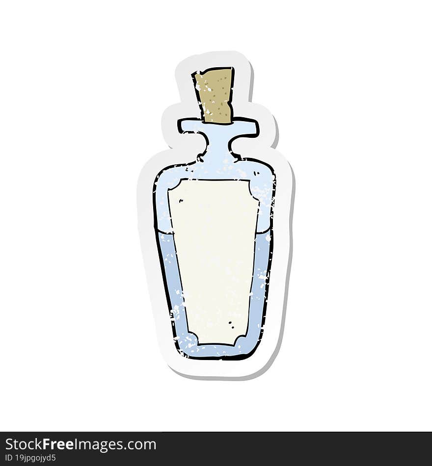 retro distressed sticker of a cartoon potion bottle