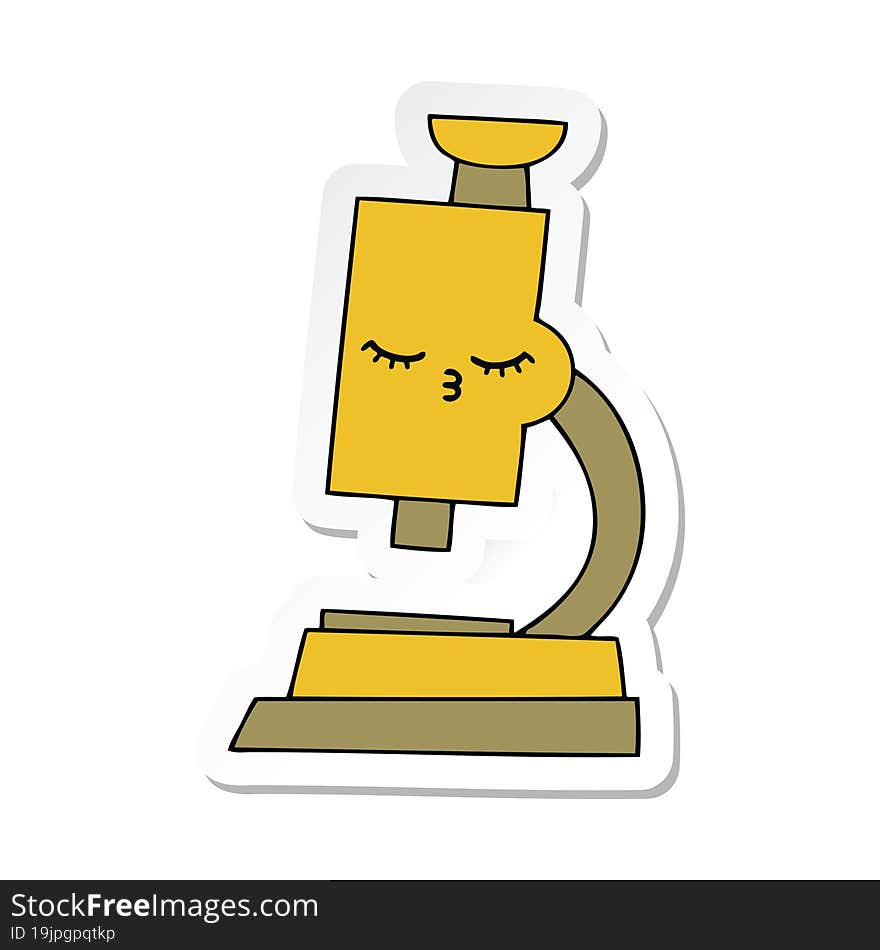 sticker of a cute cartoon microscope