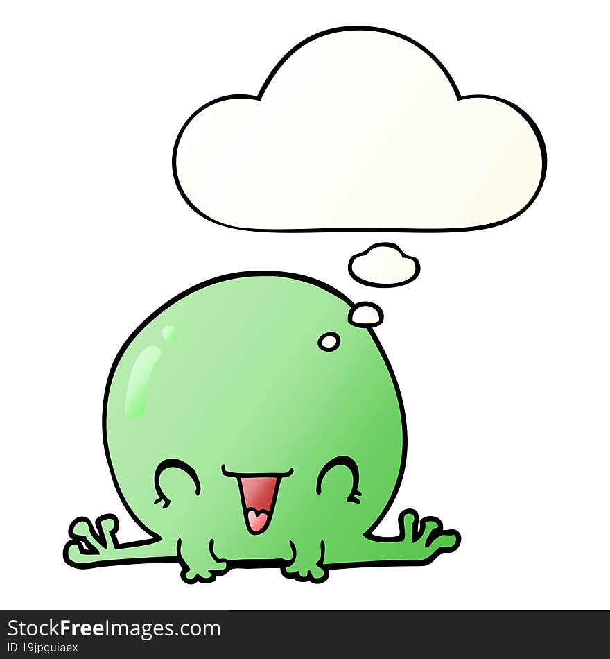 cartoon frog with thought bubble in smooth gradient style