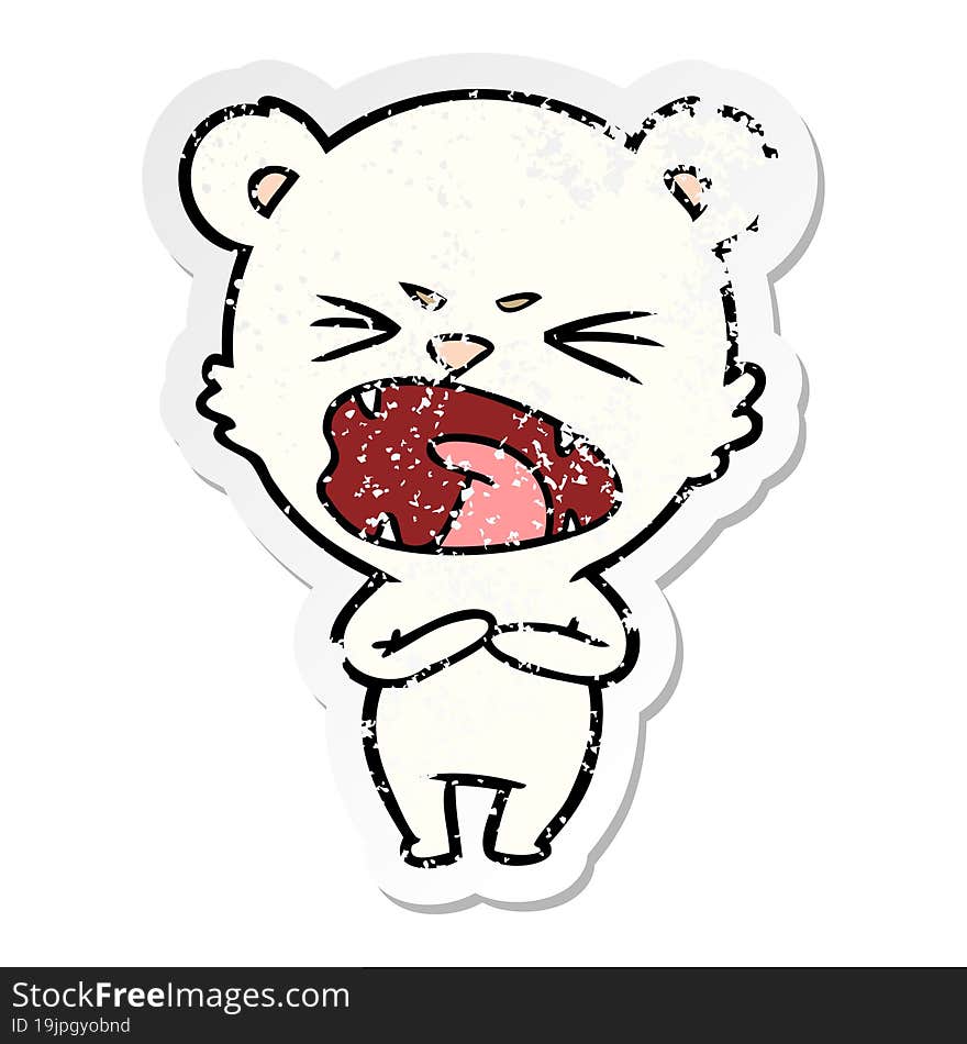 Distressed Sticker Of A Angry Cartoon Polar Bear