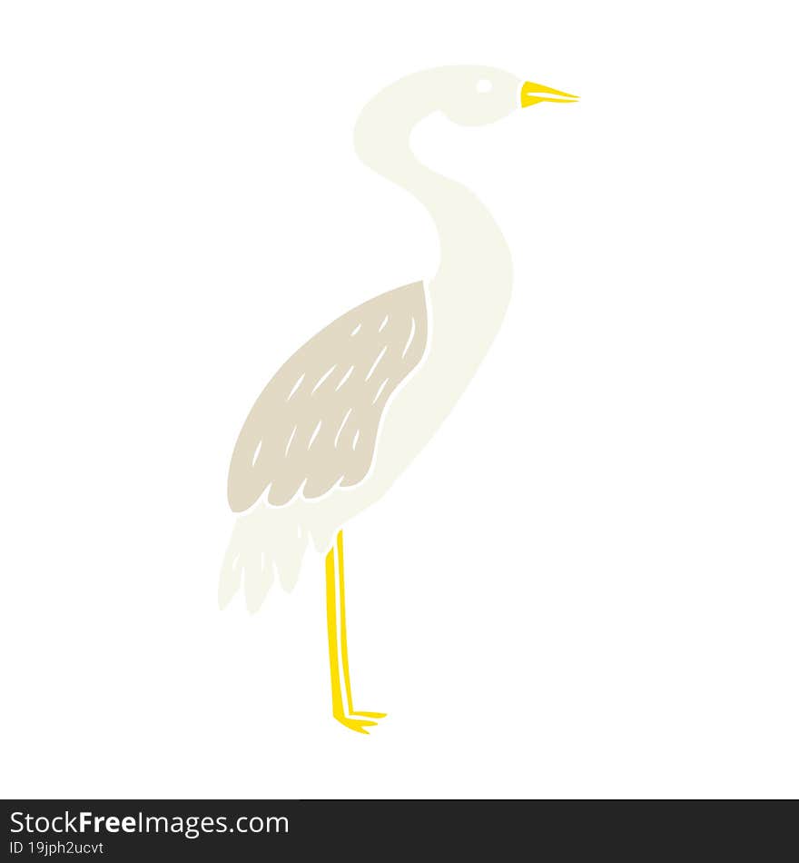 Flat Color Style Cartoon Stork