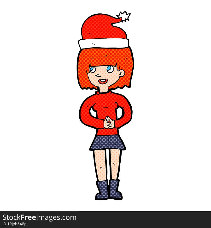 cartoon woman ready for christmas