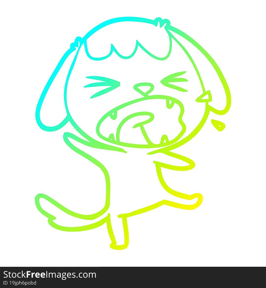 cold gradient line drawing cute cartoon dog