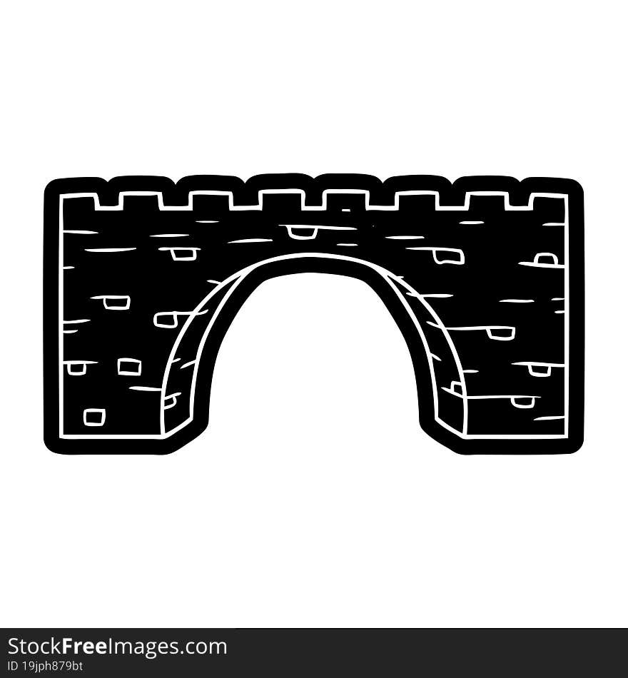 cartoon icon drawing of a stone bridge