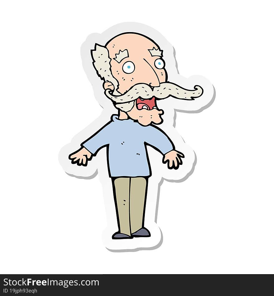 sticker of a cartoon old man gasping in surprise