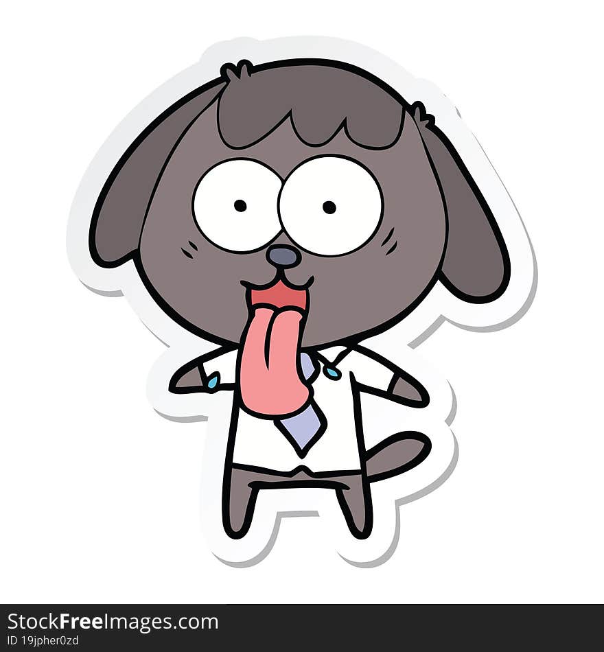 Sticker Of A Cute Cartoon Dog Wearing Office Shirt