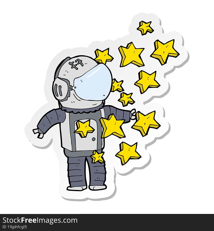 Sticker Of A Cartoon Spaceman