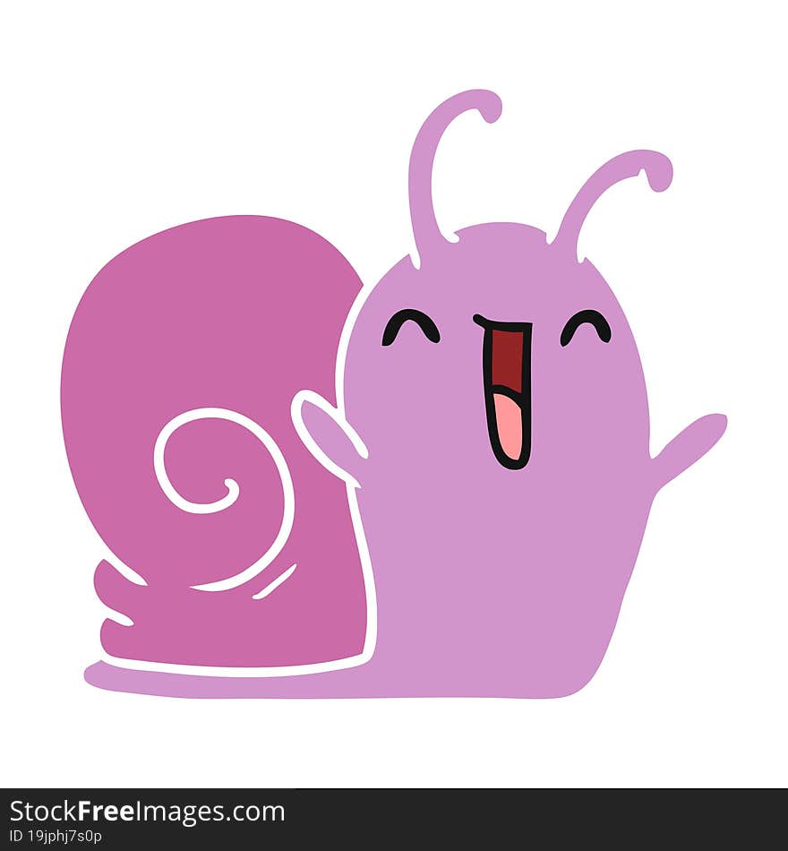 cartoon illustration kawaii happy cute snail. cartoon illustration kawaii happy cute snail