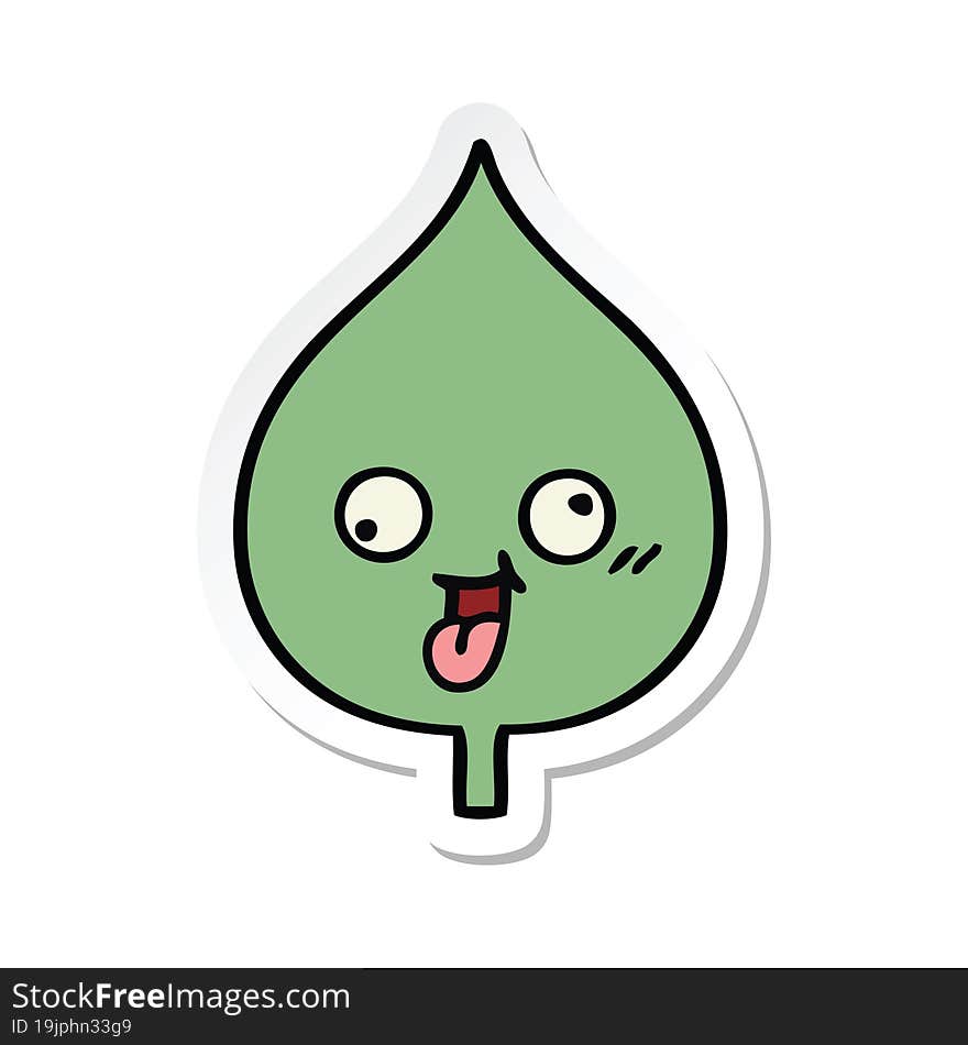 sticker of a cute cartoon expressional leaf