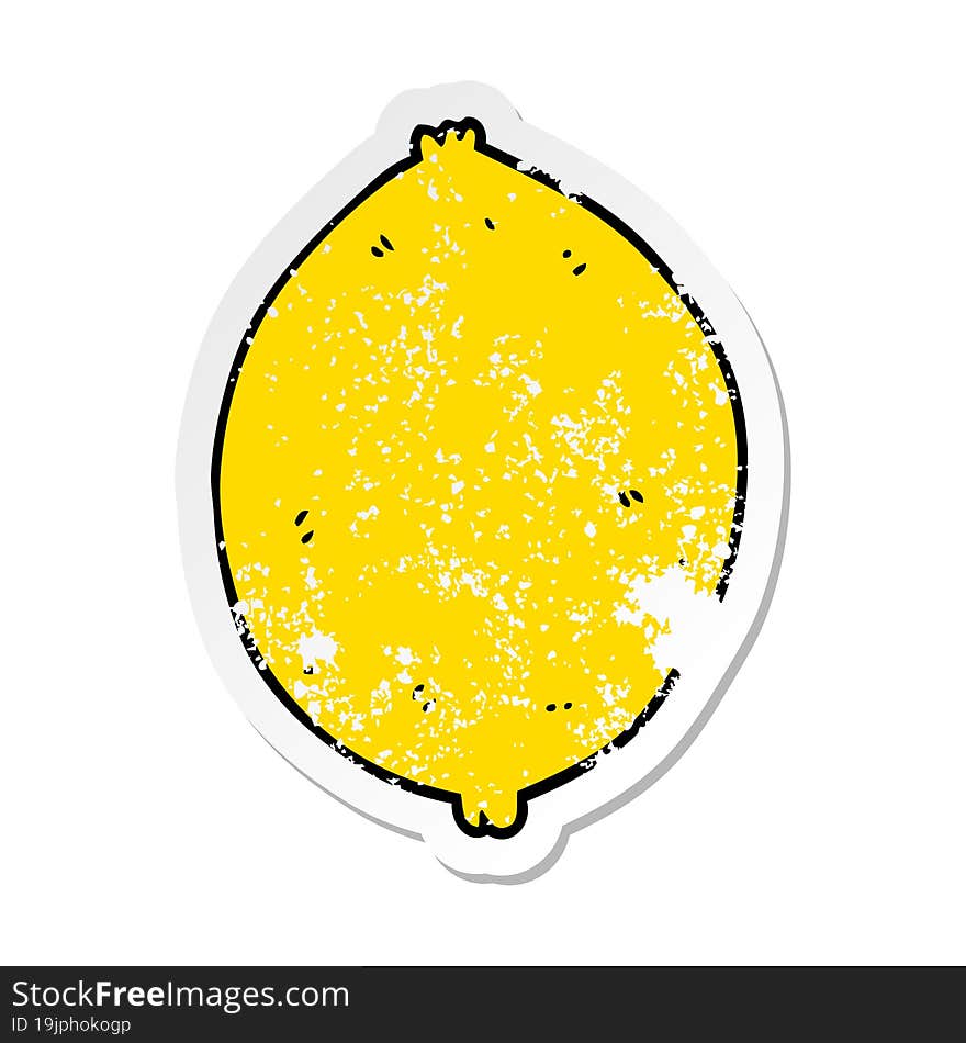 distressed sticker of a cartoon lemon