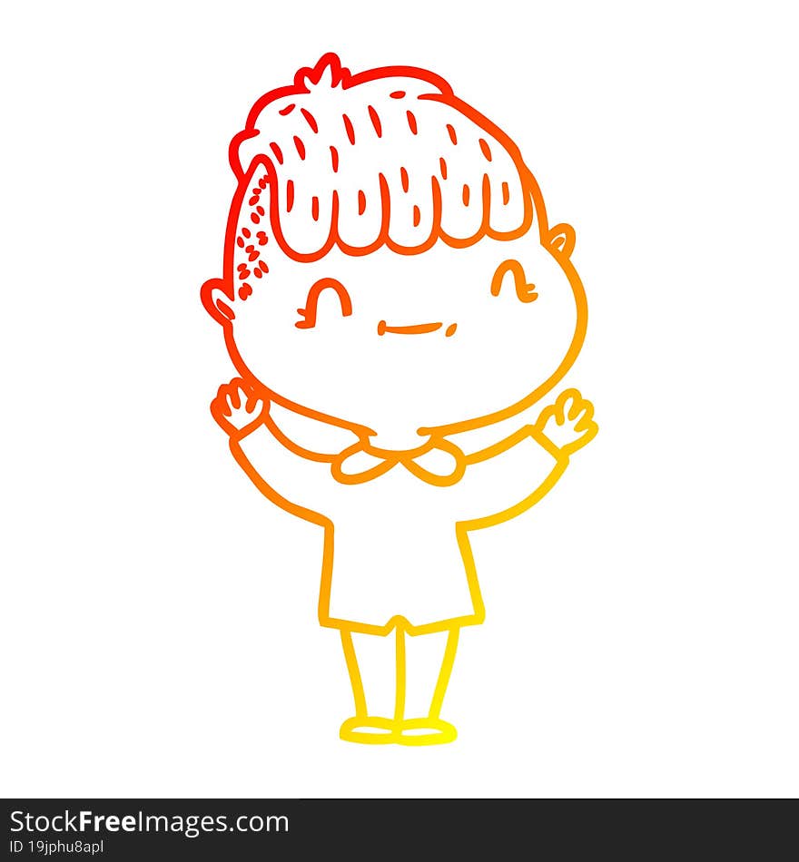 warm gradient line drawing cartoon friendly boy