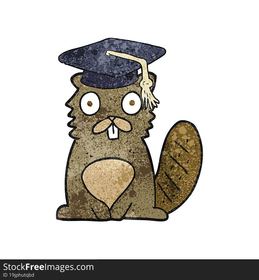 textured cartoon beaver graduate