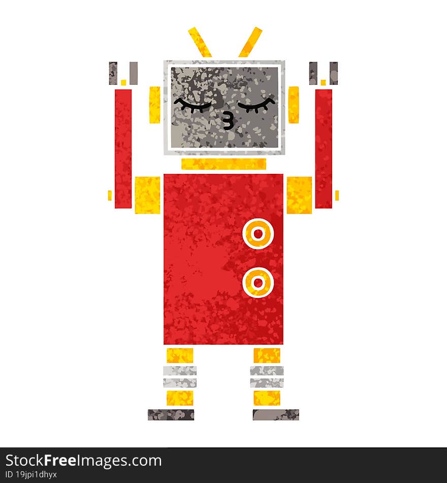 Retro Illustration Style Cartoon Robot