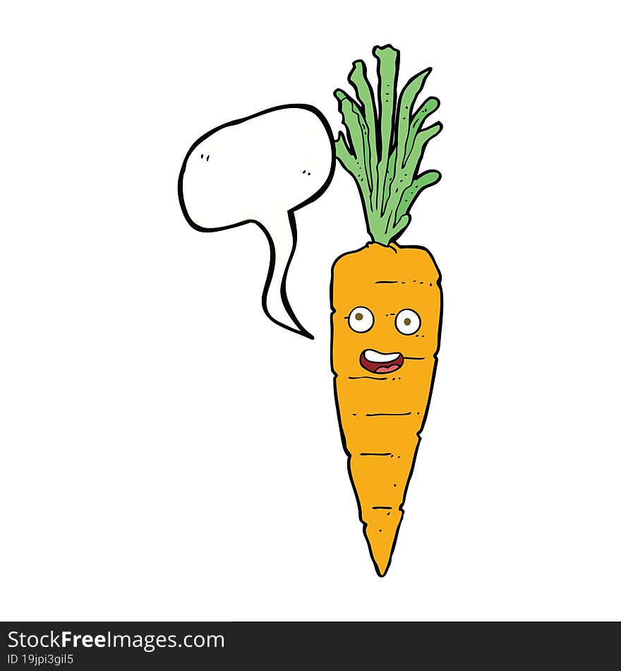 cartoon carrot with speech bubble