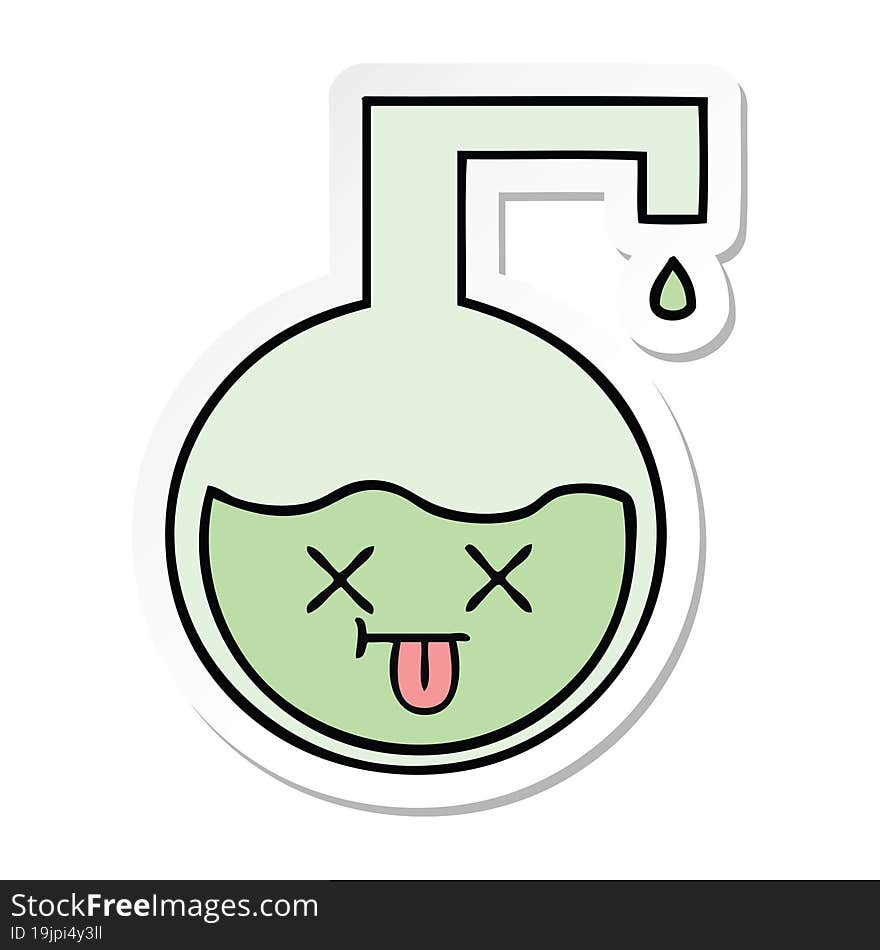 sticker of a cute cartoon science experiment