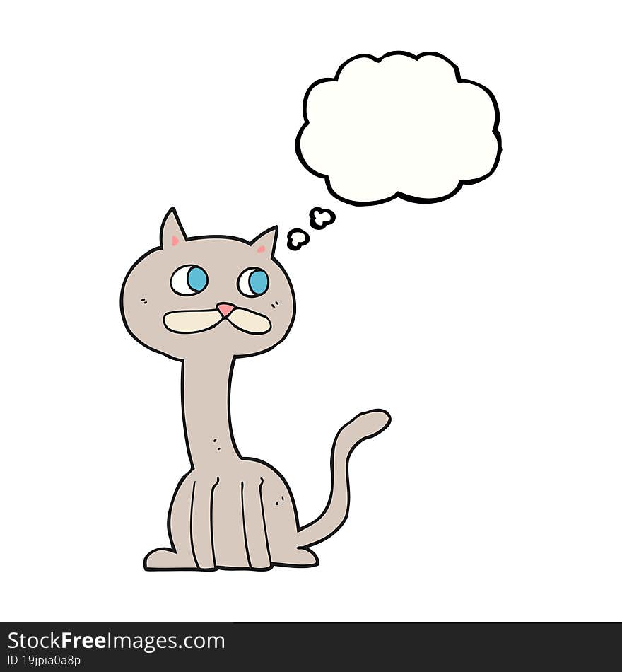 freehand drawn thought bubble cartoon cat