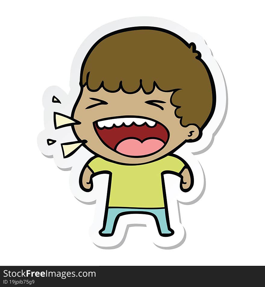 Sticker Of A Cartoon Laughing Man