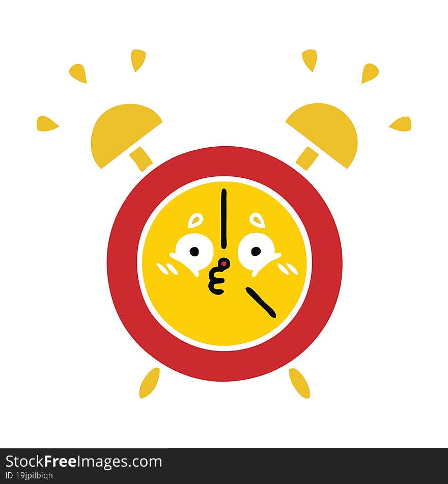 Flat Color Retro Cartoon Alarm Clock