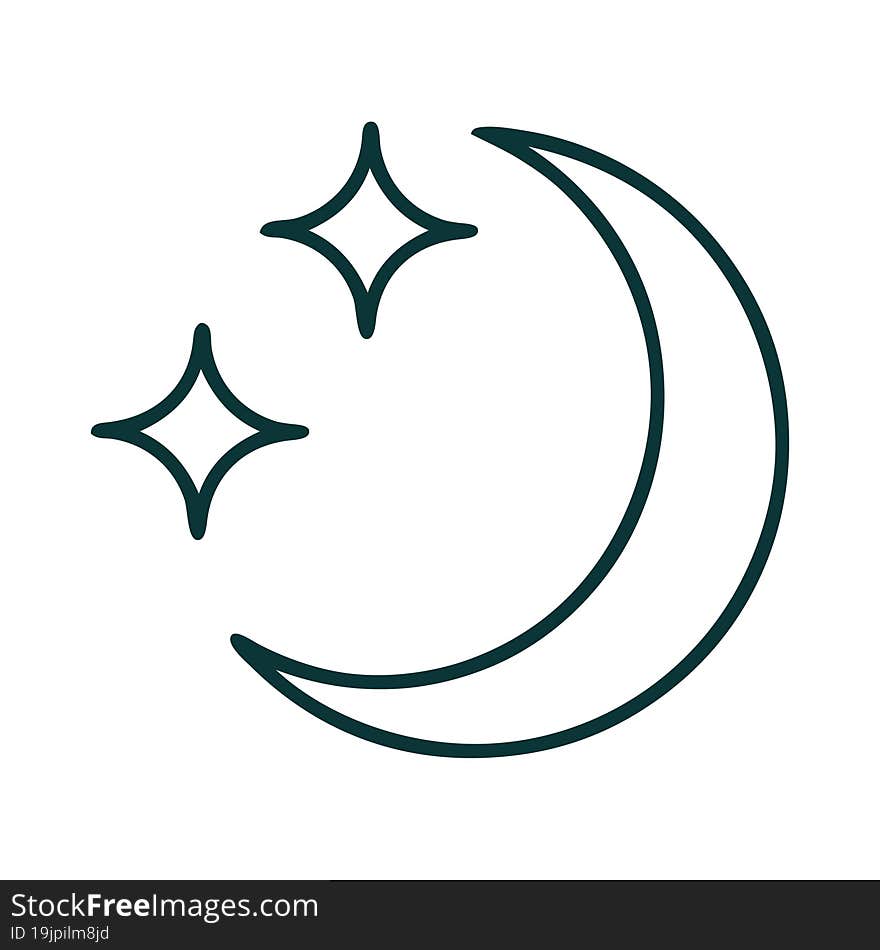 tattoo style icon of a moon and stars