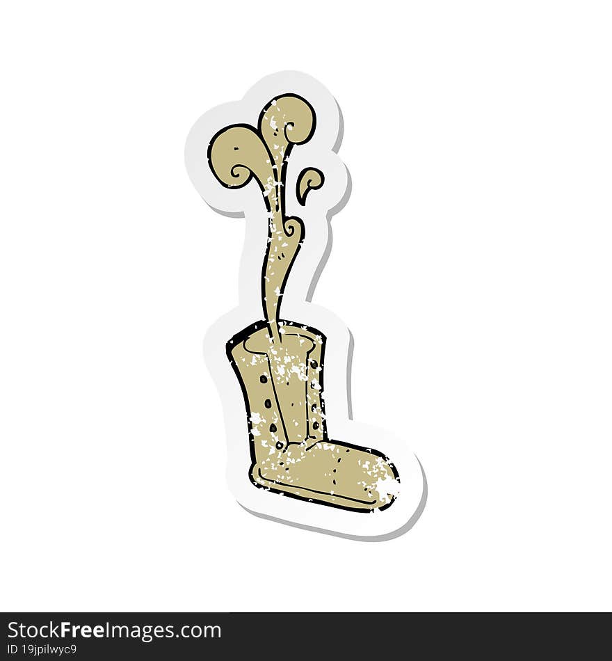 retro distressed sticker of a cartoon old boot