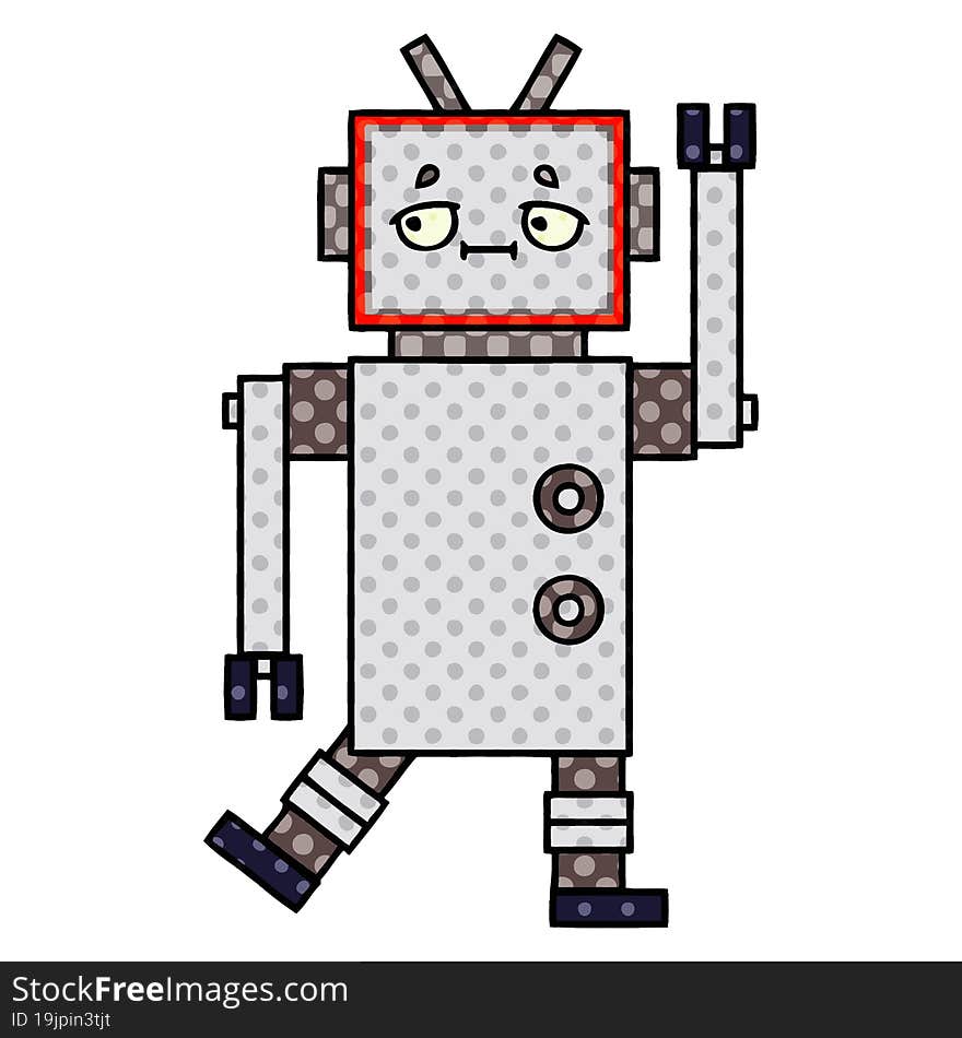 comic book style cartoon of a robot