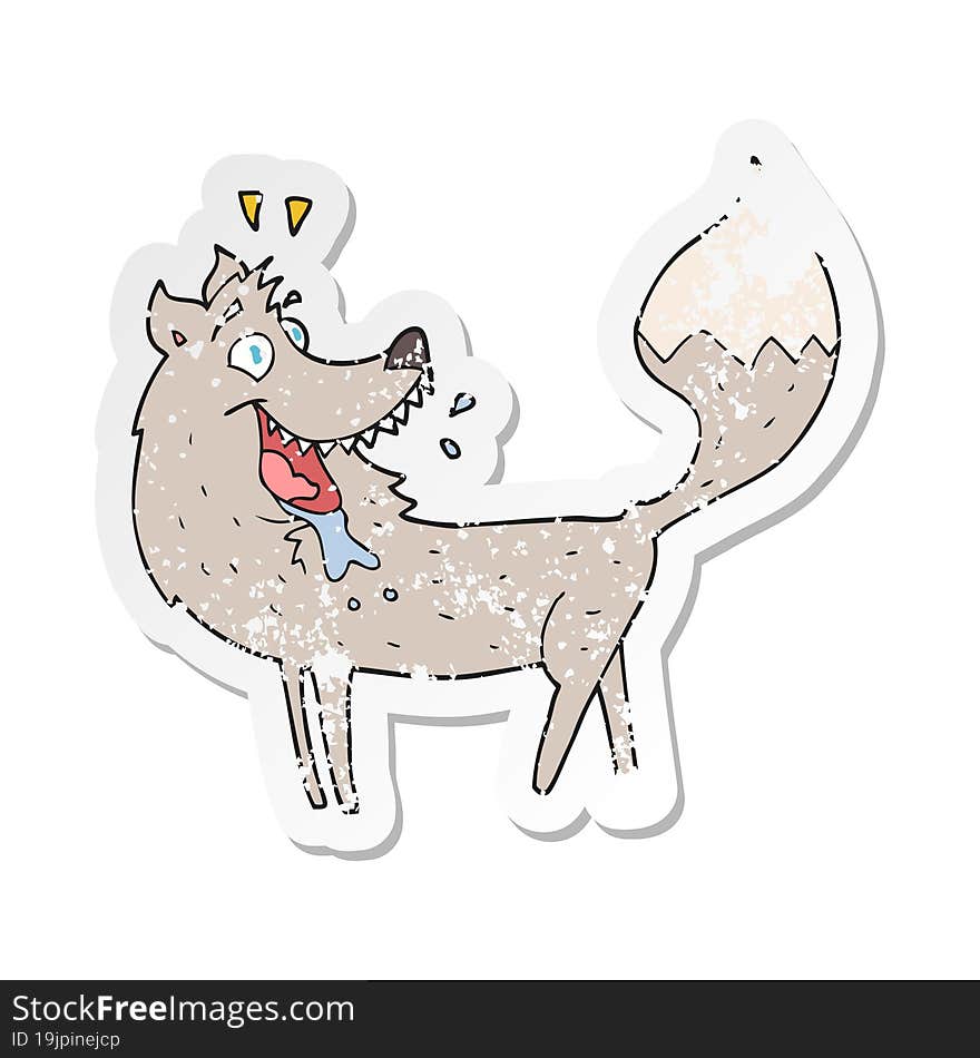 retro distressed sticker of a cartoon wolf