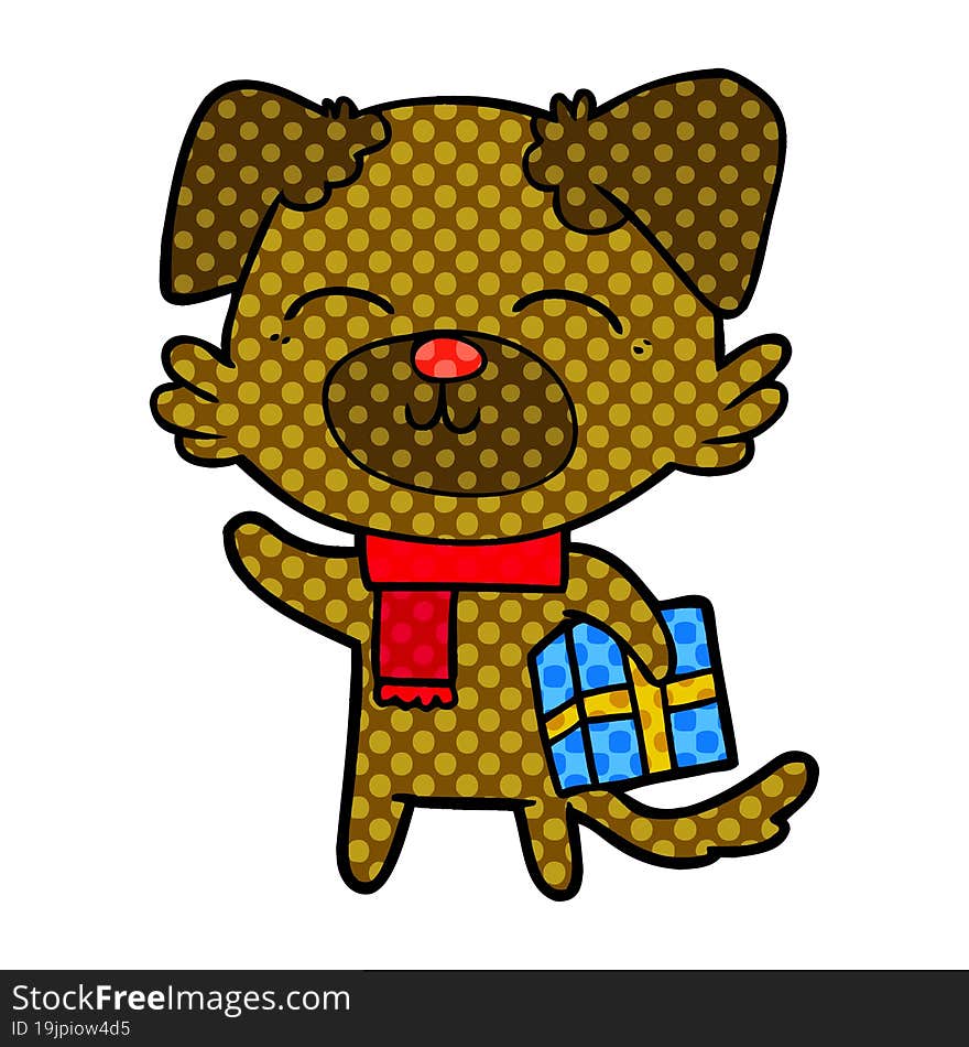 cartoon dog ready for xmas. cartoon dog ready for xmas