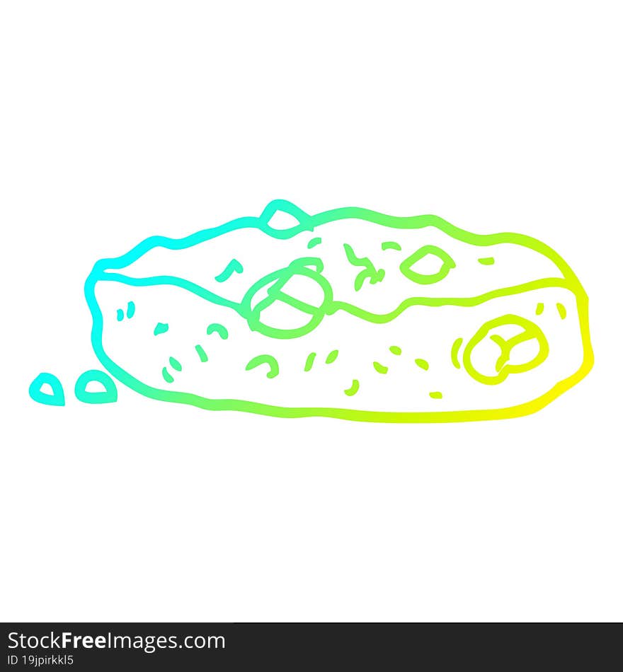 cold gradient line drawing cartoon choclate chip cookie