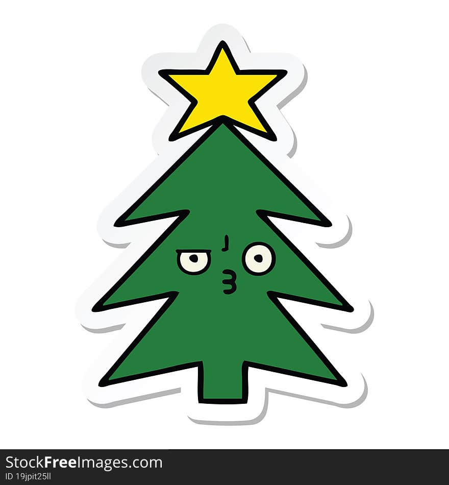 sticker of a cute cartoon christmas tree