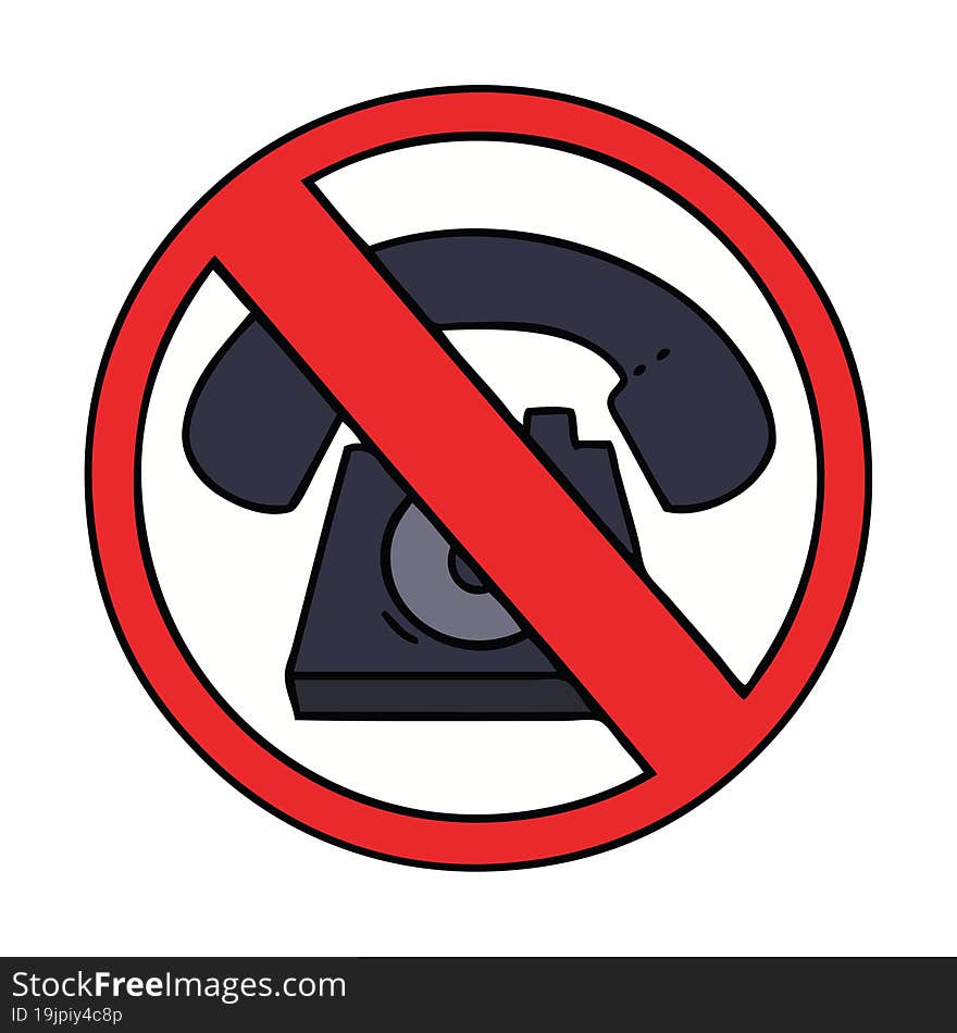 cute cartoon of a no phones allowed sign