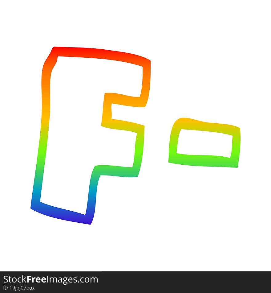 rainbow gradient line drawing of a cartoon letter grades