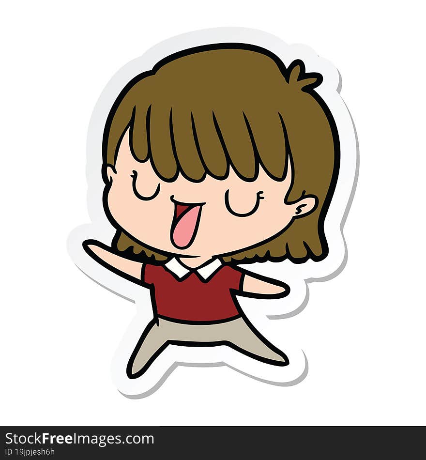 sticker of a cartoon woman