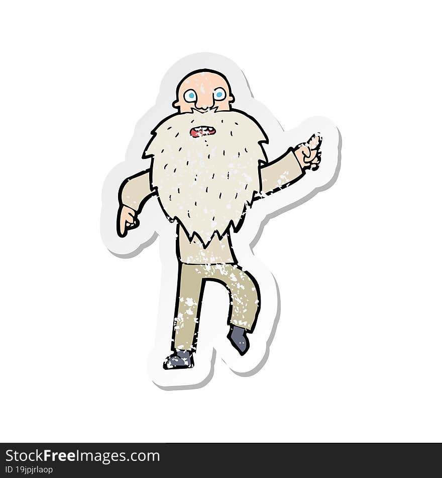 Retro Distressed Sticker Of A Cartoon Stressed Old Man