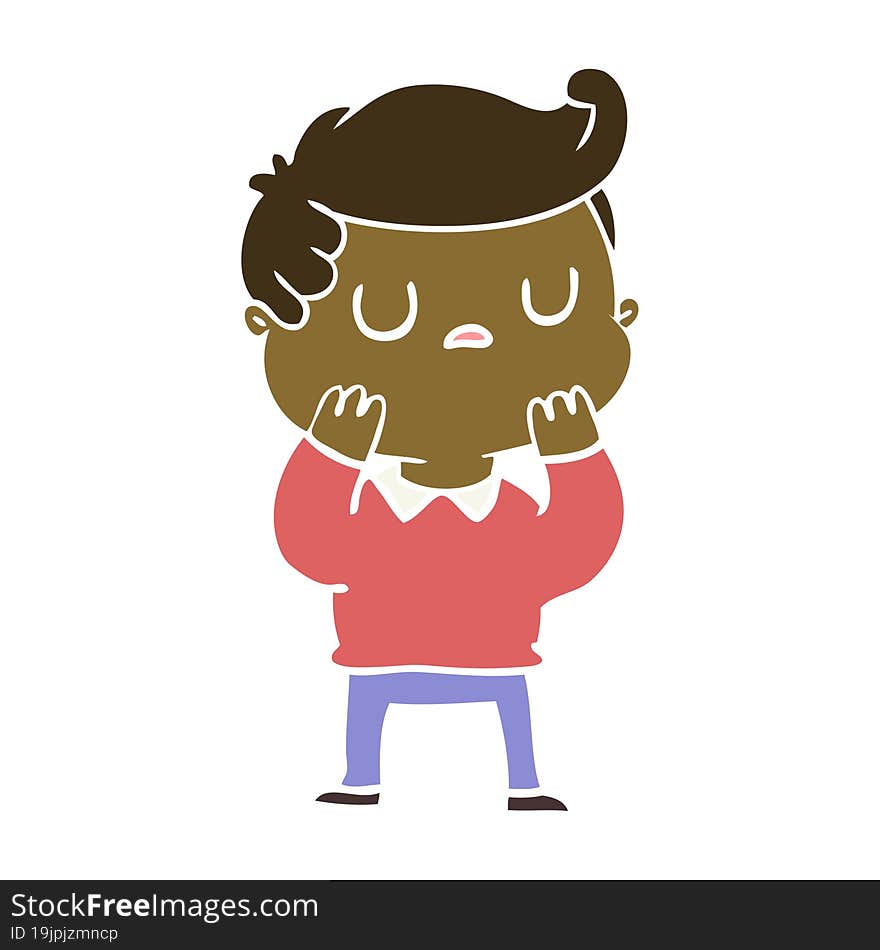 Flat Color Style Cartoon Aloof Man Considering