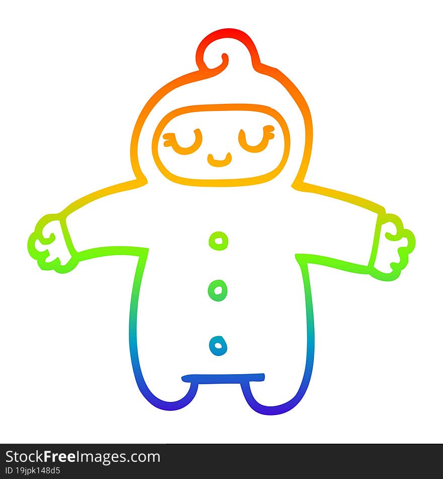 rainbow gradient line drawing cartoon baby