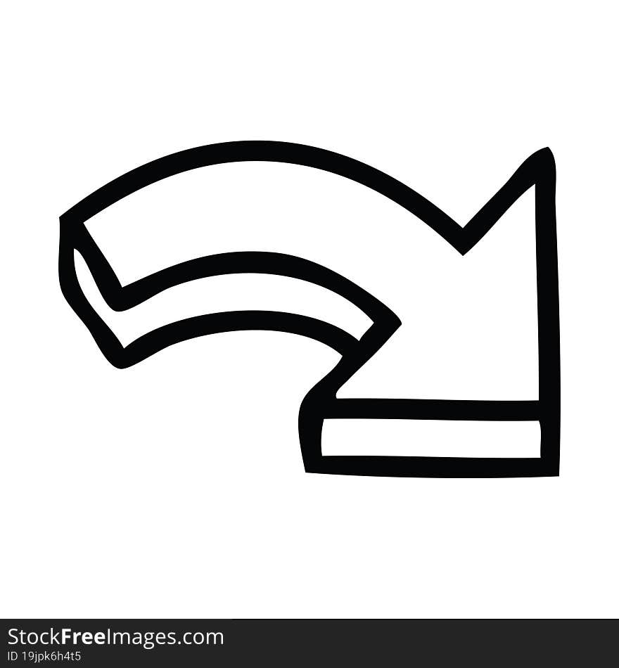 line drawing cartoon of a pointing arrow