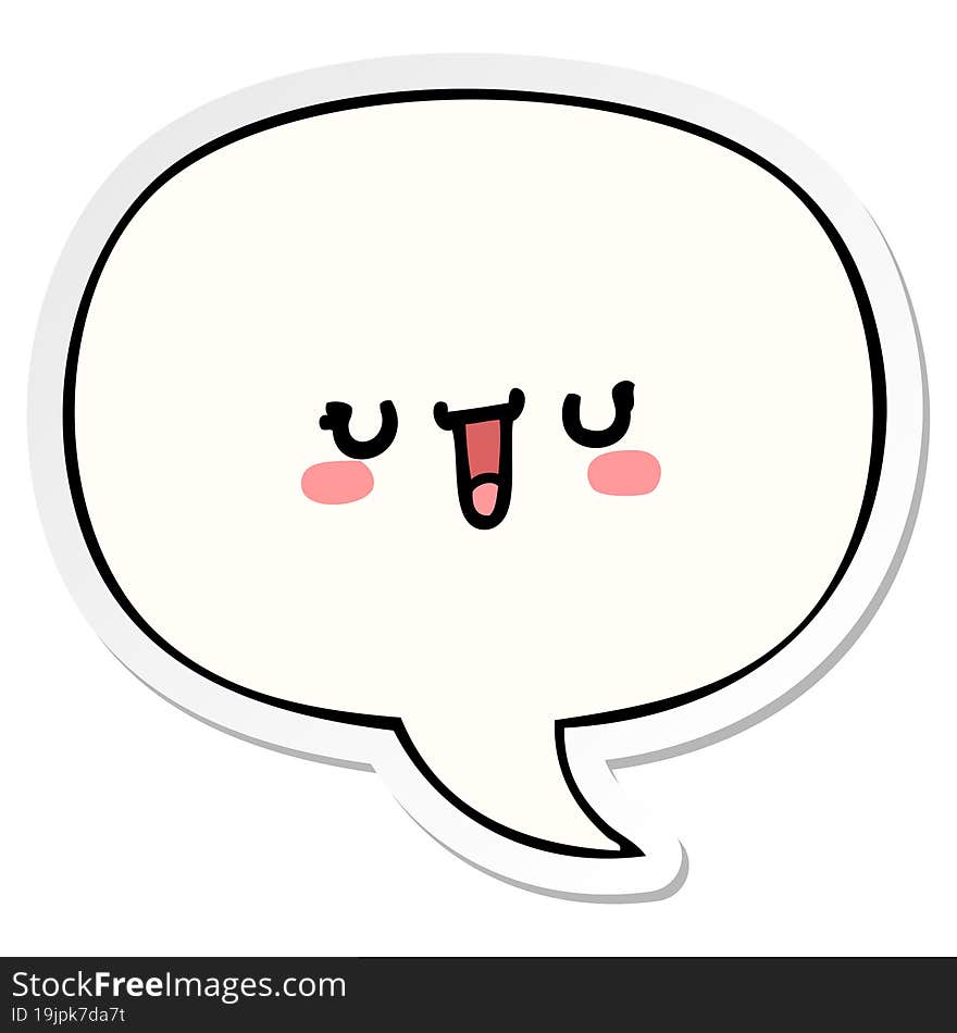 happy cartoon face with speech bubble sticker