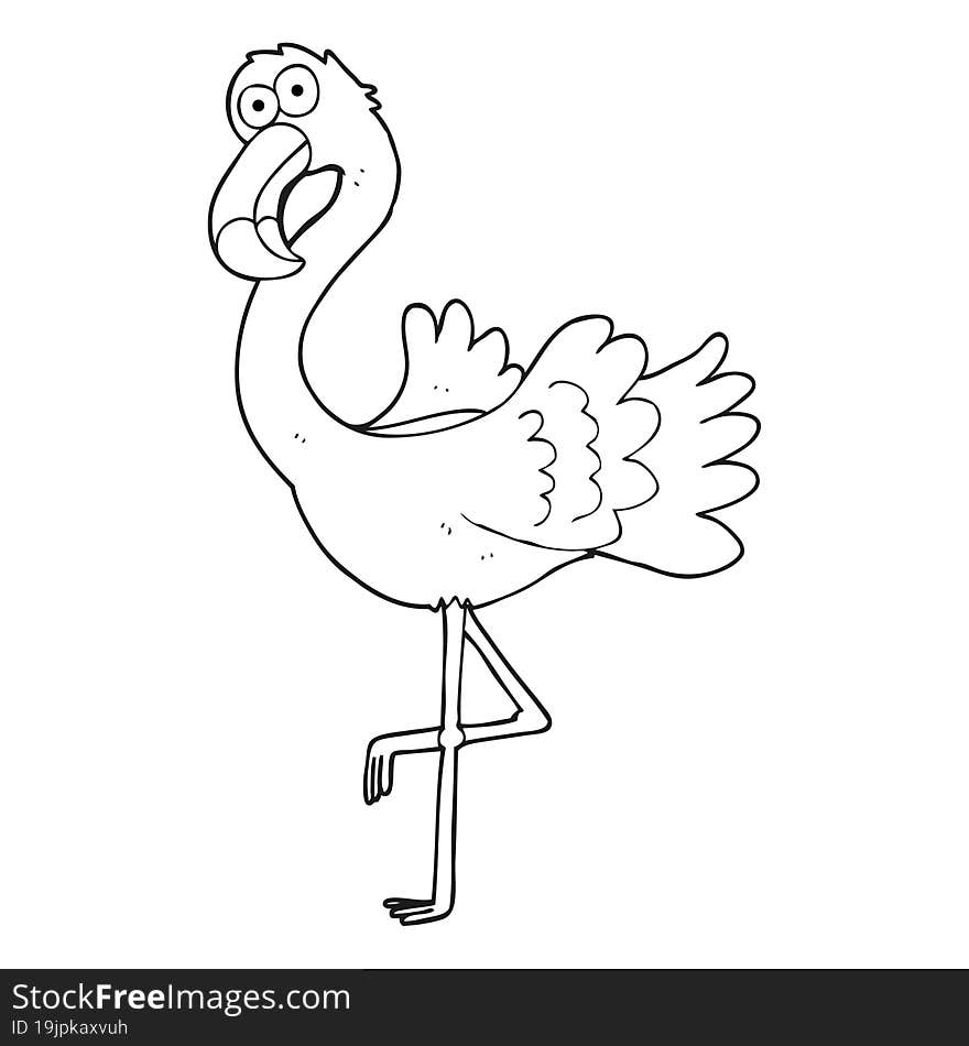 Black And White Cartoon Flamingo