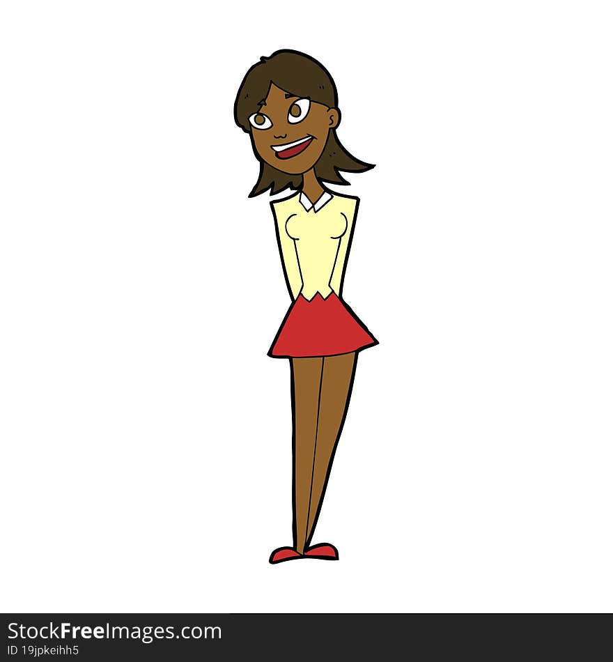 cartoon happy woman