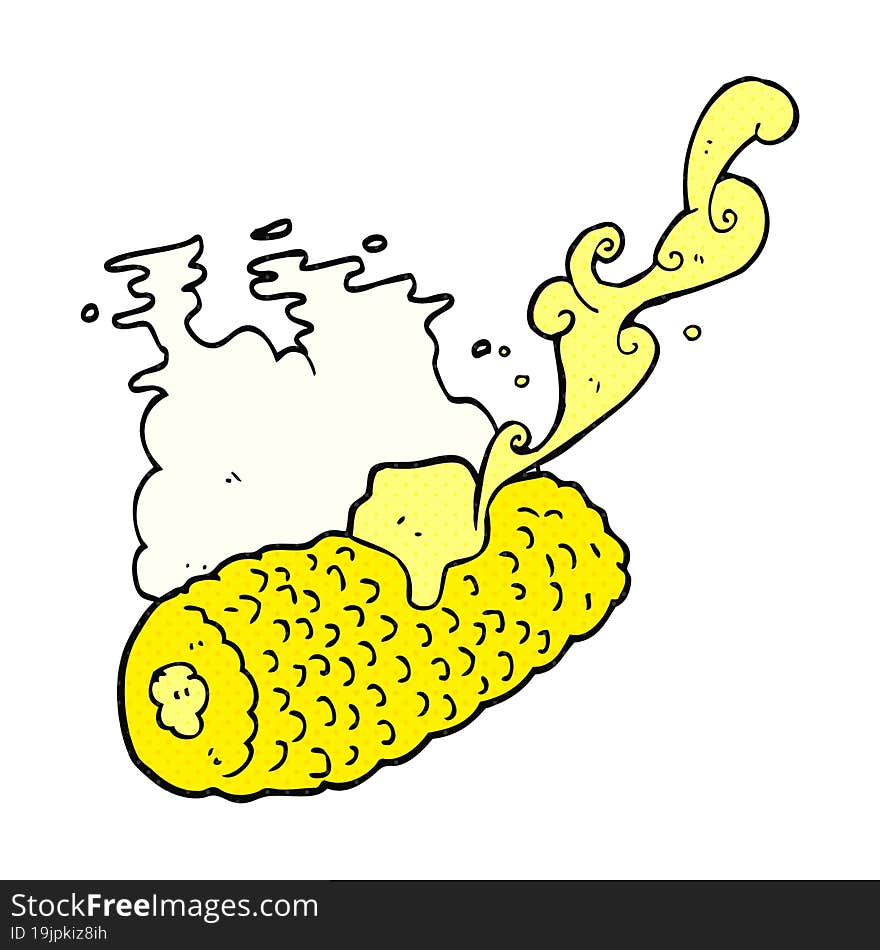 comic book style cartoon corn on cob with butter