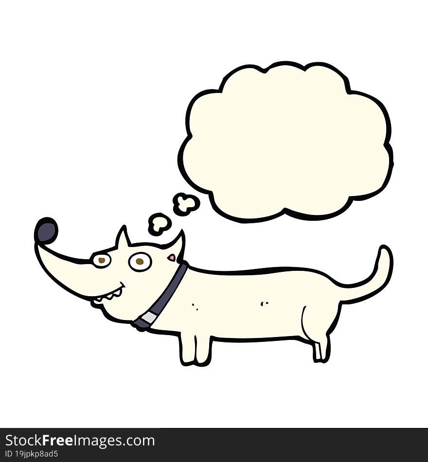 cartoon happy dog with thought bubble